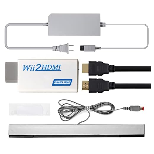 4 in 1 Wii to HDMI Adapter + Wii Power Cord AC Adapter + Wii Sensor Bar Wired Motion Sensor Bar + 5ft High Speed HDMI Cable Compatible with Nintendo Wii (Not for Wii U)