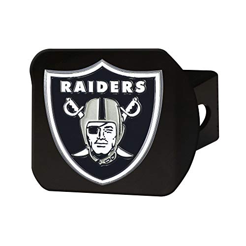 FANMATS 22598 NFL - Las Vegas Raiders 3D Metal Color Emblem on Black Hitch Cover,Type III