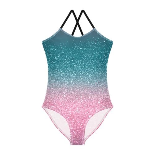 Bolaz Girls Swimsuits One-Piece Bathing Suits Multicolor Kids Summer Beach Swimwear for 3-10 Years Old-Blue Pink Sequin