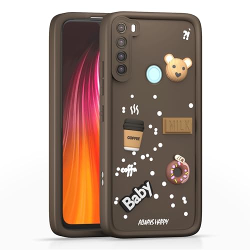 Image of Pikkme Back Cover for Redmi Note 8 | 3D Cartoon Silicone Case Cute & Fun Full Protective Bumper Cover (Brown)