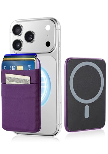 Senose Purple Magnetic Wallet, Slim Magnet Phone Wallet for Back of Phone
