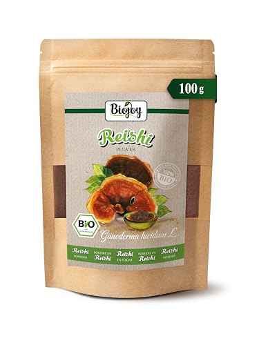 Biojoy Hongo Reishi en polvo Ecológico (100 g), hongos Reishi secos y finamente molidos (Ganoderma lucidum L.)