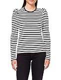 PIECES PCANNA LS Top Noos BC Camiseta de Manga Larga, Blanco Brillante/Rayas: Negro, L para Mujer