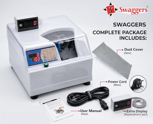 Image of swaggers Heavy Duty Bundle Note Counting Machine- Desktop Model (HIgh Speed, Counts 100 Notes Upto 4 Seconds) 200 Notes Capacity | Best for Banks, Retails, Cash Counters