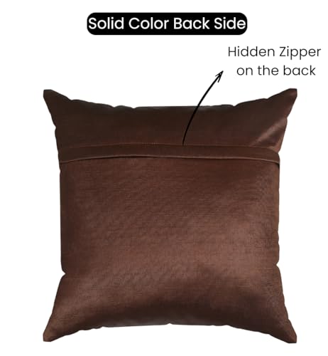 Image of DEVSANG Foil Velvet Cushion Covers 20 inch x 20 inch Set of 5 pc, Brown