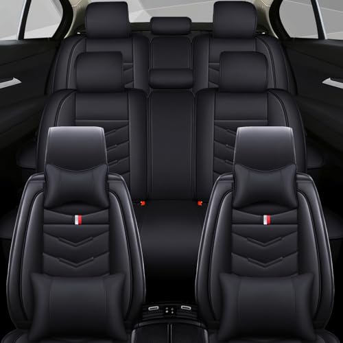 SXXC Car Seat Cover 7 Seats for Gmc Acadia 2007-2025, Waterproof Durable Compatible Airbag, Premium Leather Seat Protector(7 Seats Luxury,Black)