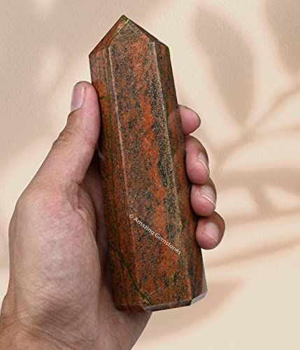 Image of Amazing Gemstone Large Unakite Crystal Towers ~ Natural Healing Crystal Point Obelisk for Reiki Healing and Crystal Grid (5.5 to 6 INCH)