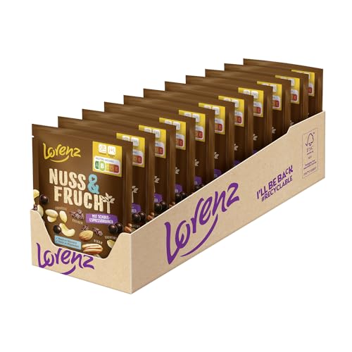 LORENZ | Nuss & Frucht mit Schoko-Espressobohnen| 11 x 100 g | Proteinquelle