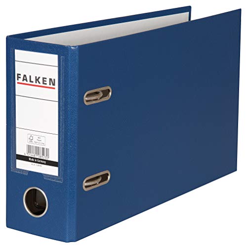 Original Falken PP-Color Kunststoff-Ordner Sonderformat. Made in Germany. 8 cm breit DIN A5 quer mit Wechselfenster blau Kontoauszug Ringordner Aktenordner Briefordner Büroordner Plastikordner
