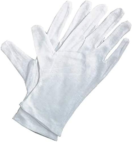 White Cotton Gloves, Hypoallergenic, Moisturizing, Dry Hands, Archival, 12 Pair