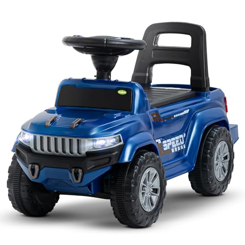 Image of Baybee Speedy Baby Ride on Car for Kids | Push Rideons Toys Car with Music & LED Light | Portable Ride on Jeep with Backrest & Storage Basket | Kids Car to Drive 1-3 Years Boys Girls (Blue)