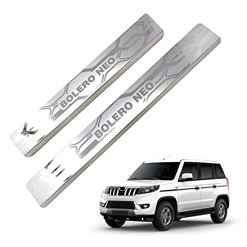 Image of GFX Car Door Sill Guard - Stainless Steel, Protects Painted Edges from Scuffs or Scratches Compatible with Bolero Neo Set of 4Pcs (After-Market) Model - 2021 Onwards