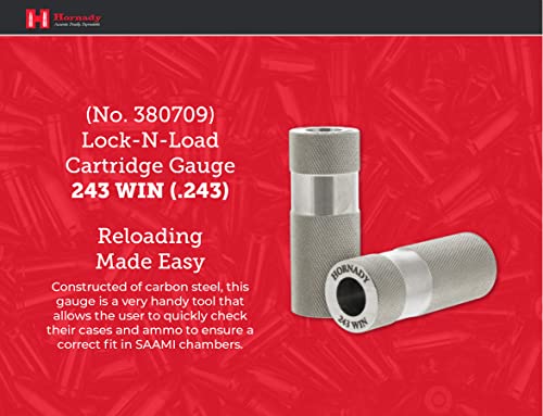 Hornady Lock-N-Load Cartridge Gauge 243 Win (.243), 380709 - Reloading Supplies To Help Check Cases & Ammo Specifications-Caliber Specific, Cylindrical Precision Steel Gauges Fit Saami Tolerances #TOP1