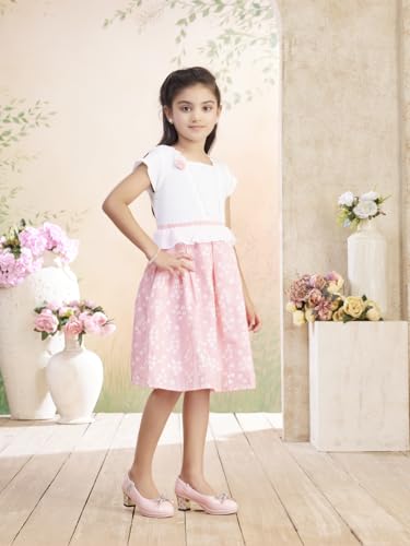 Image of Aarika Girls Blue Colour Floral Print Cotton Blend Frock