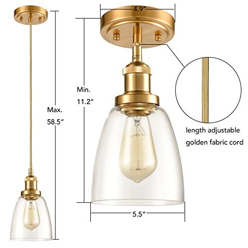 Jeenkae 3 Light Gold Pendant Lighting For Kitchen Island Modern Pendant Light Glass Shade #TOP2