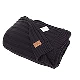 Dalisa Denise 100% Bio-Baumwolle Strickdecke Schwarz 150x200 cm – GOTS-Zertifiziert, weich & gemütlich, vorgewaschen, waschmaschinengeeignet, im Geschenkbox