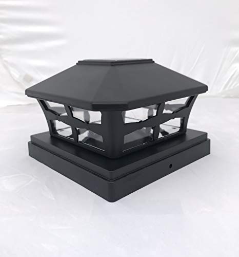Ntertainment House 6 Pack Black Solar Post Cap Lights with 6x6 Base Adapters