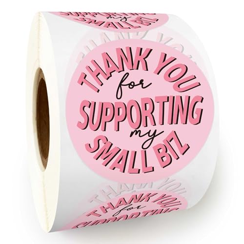 Pink Thank You Sticker Paper Decal Cute Adhesive Seal Sticker, Decor for Party Small Business, 1.7 inch / 500pcs