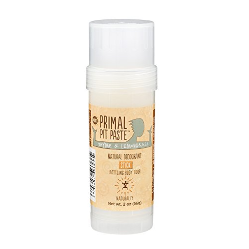 PRIMAL PIT PASTE Deodorant Stick Thyme Lemongrass, 2 OZ