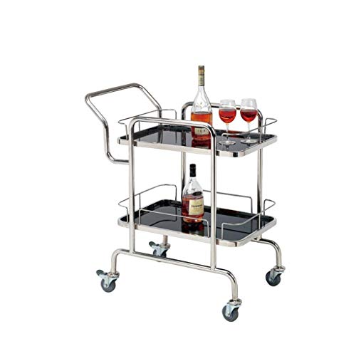 GFFTYX Panier de thé Vin européen Panier Bois et métal Rack vin avec roulettes Kicthen Bar Salle à Manger Thé Porte-Service du vin Panier Meubles (Color : Stainless Steel+Wood Board)