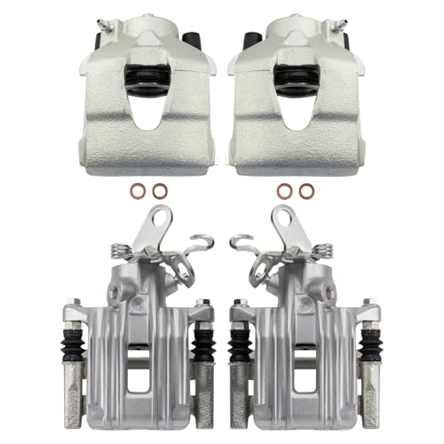 Image of TRQ Front and Rear Brake Caliper Set Zinc Coated Brackets Compatible with 2010-2011 Audi A3 A3 Quattro 2011-2014 Volkswagen Jetta