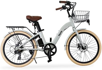 Mycle Ladies Electric Bike | Electric Bike for Adults | Shimano Gears | 250W High Speed Motor | 50km Range | 5 Power Levels & Microshift 7 Speed Gears | 24 Tyres | LCD USB Display