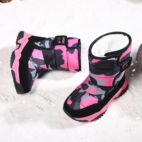 IWIHMIV Boys Winter Boots Girls Outdoor Warm Mid Calf Winter Shoes Warm Comfortable Hiking Boots for Toddler4