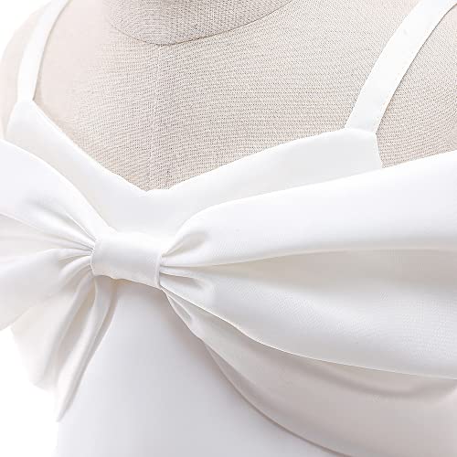 Cichic Sleeveless Girls Party Dress Strap Pleated Satin Semi Formal Princess Ball Gown White 6-7Years #TOP5