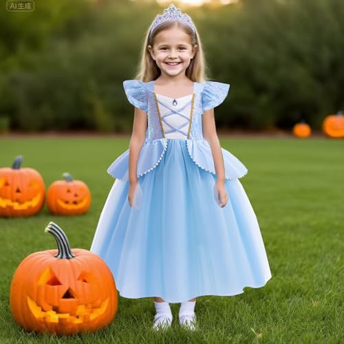 Disfraz completo princesa azul para niñas 9-10 años miniatura 3