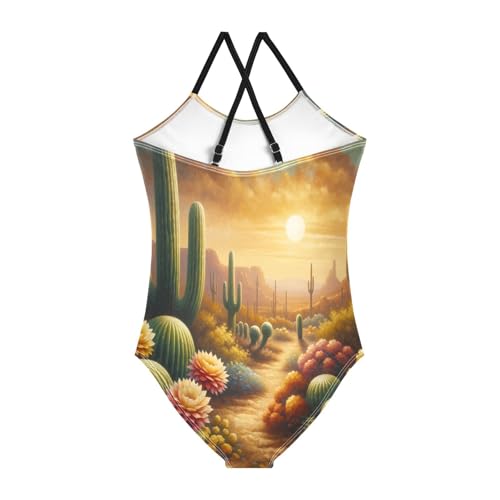 Cactus Desert Flowers Girls Swimsuit Bathing Suit Swimwear Summer Beach One Piece Swimsuits2
