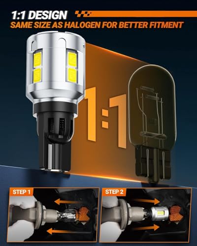 Image of SEALIGHT 912 921 LED Bulbs, 921 LED Reverse Lights Bulbs Super Bright 6500K White 600% Brighter for 906 904 922 W16W T15 LED Backup light Canbus Error Free Plug and Play, Pack of 2