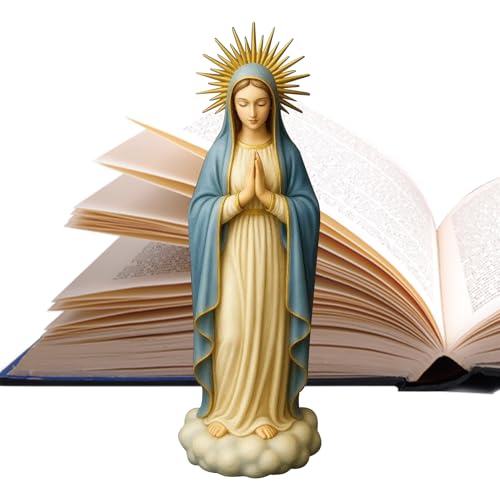 Figura de Virgen María Pequeña, Estatua Religiosa de Oficina, Escultura pequeña de resina para mesita de noche, biblioteca escaparate expositor