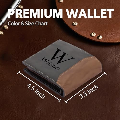 Personalized Leather Wallet for Men, Custom Name Text Pattern Engraving Wallets, Birthday, Wedding, Christmas Day, Anniversary, Engagement Gift for Husband, Fiancé, Dad, Son, Boyfriend, Grandfather - Image 3