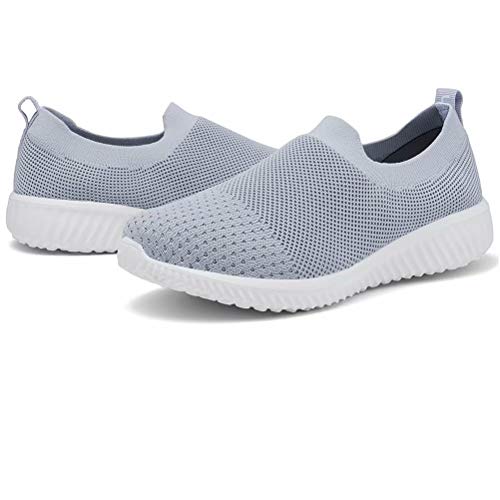 Lancrop Women's Sock Walking Shoes-Comfortable Mesh Slip On Tennis Gym Sneakers 5 Us, Label 35 Grey #TOP6