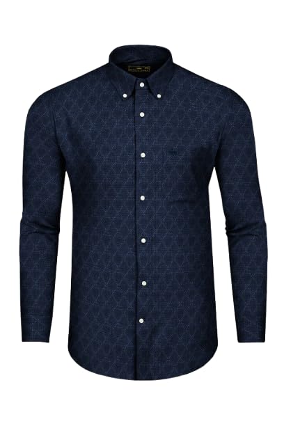 Vulcan Blue Dobby Textured Premium Cotton Shirt-image-14