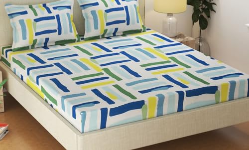 Image of Home Premium Cotton Flat Double Bedsheets with 2 Pillow Covers | Double Bed Breathable | Wrinklefree | Ultrasoft 210 tc Supersoft | 90 x 90 Inches|Cartoon Dark Grey