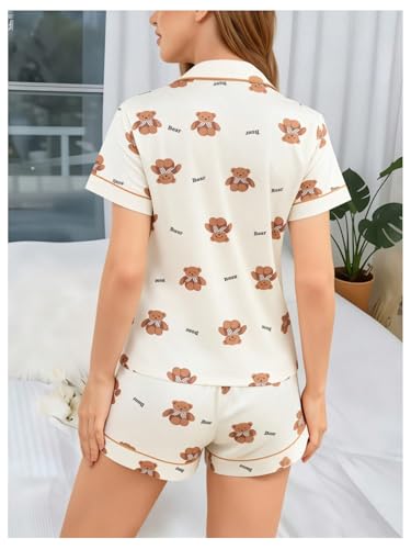 Image of Verdusa Pajamas For Women Set 2 Piece Summer Pajama Sets Cute Pjs Lounge Matching Button Shirt with Shorts
