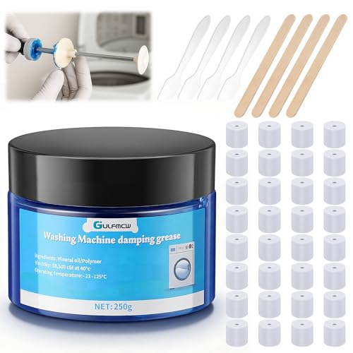 Gulfmew 8.8 oz (250g) Washing Machine Damping Grease with 32 Foam Inserts for Suspension Rods, Vibration & Noise Reduction, Compatible with Most Top-Load Washers, Multi-Purpose Shock Absorption
