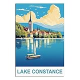iPuzou Vintage-Reiseposter Bodensee, 30 x 45 cm, 