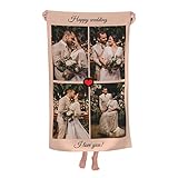 Gudina Serviette de Plage Personnalisée/Serviette de Plage Personnalisée avec Photo/Image/Texte/Nom. IIdéal pour Voyager, Nager, Camping, Vacances, Serviette de Plage Iégère pour Adultes-50 * 100CM