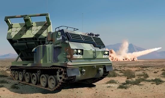 Unassembled plastic parts for the main body and chassis of the M270/A1 model kit.