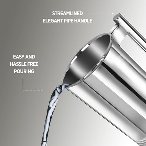 Image of Dhara Stainless Steel 2L Water Jug with Lid, Stain Resistant, Leakproof, Steel Jug for Table and Home Use