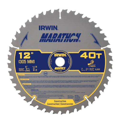IRWIN Tools MARATHON Carbide Table/Miter Circular Blade, 12-Inch, 40T (14080)