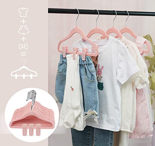 HOUISM Baby Hangers Velvet Pink with 30 Finger Clips - Image 4