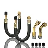 WIUYNTLZ Tire Valve Extension Kit, 4 Pack 8.25-Inch Flexible Valve Stem Extenders with 90° & 135° Brass Adapters for RV, Truck, Dually Wheels, Motorcycle, Bike