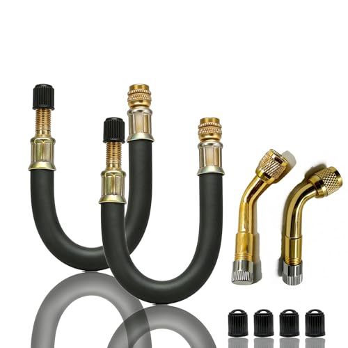 WIUYNTLZ Tire Valve Extension Kit, 2 Flexible Hoses, 90° & 135° Adapters