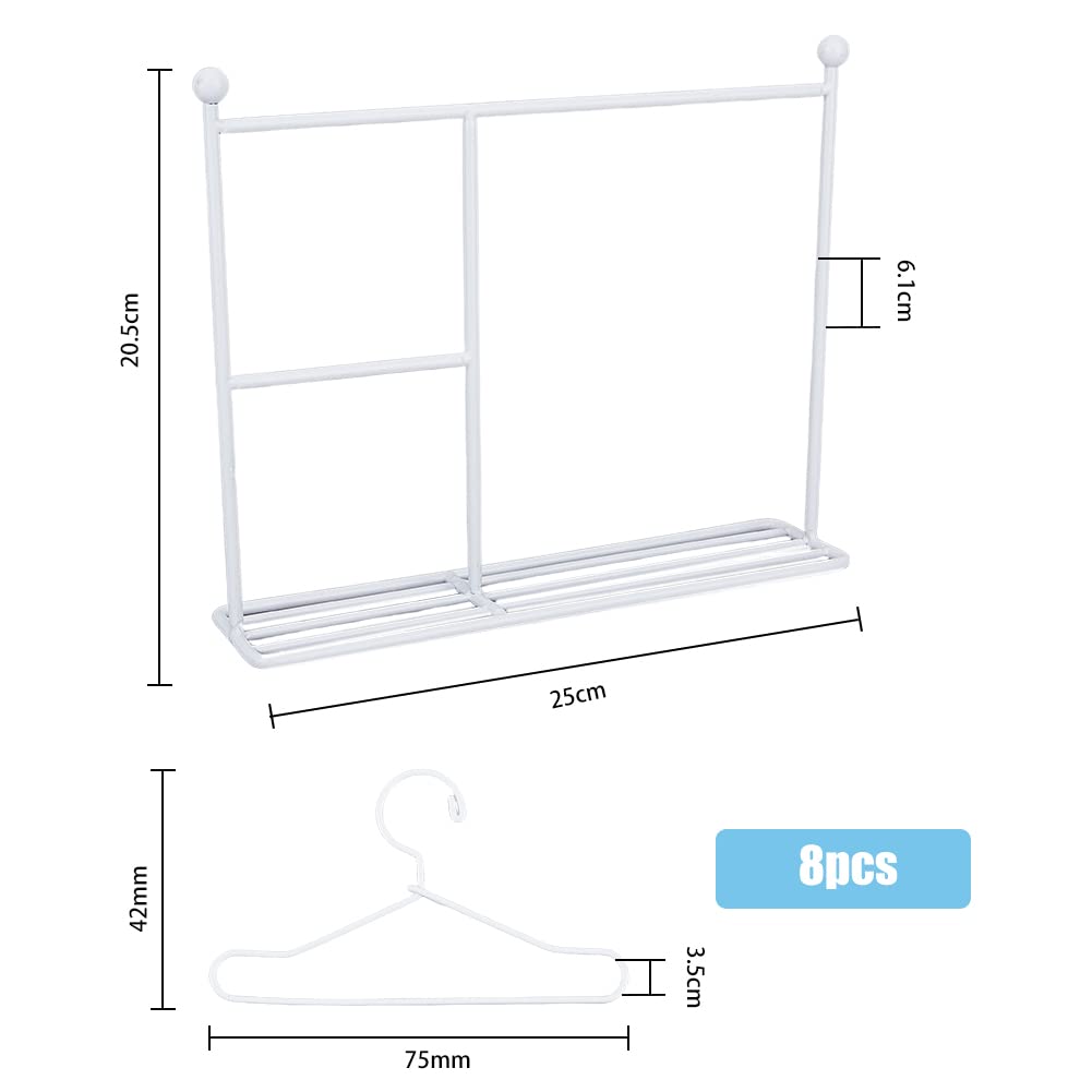 SUPERFINDINGS Porte-Vêtements Miniature Pour Poupée – Armoire 152x71x120,5 Mm + 10 Cintres – Accessoire Maison De Poupée