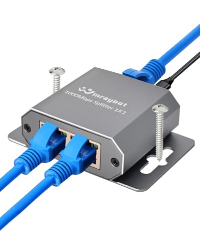 ethernet Splitter 1 to 2 ethernet hub 2 Port,RJ45 Cable Splitter fixable RJ45 Internet Switch Internet Splitter, 1000Mbps for Cat 5/5e/6/7/8 Cable,Can be Fixed to The Wall