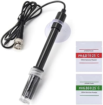 PH Meter Tester for Water - BNC Connector Electrode Probe with 100cm Sensor & Buffer Powder - Accurate Water Quality Measurement for Aquariums, Hydroponics, Pools