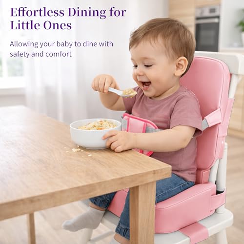 Image of Toddler Booster Seat for Dining Table with Backrest, Waterproof PU Cushion